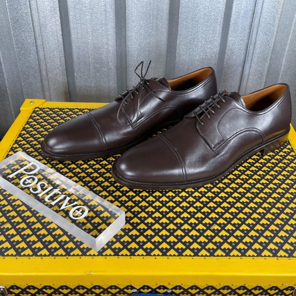 Bally Salfor Chocolate Leather Derby Shoes US 12 - Picture 2 of 6